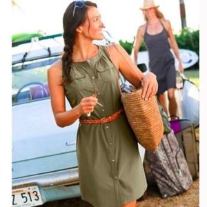 Athleta Shaper Snap Button Tank Dress Olive Green